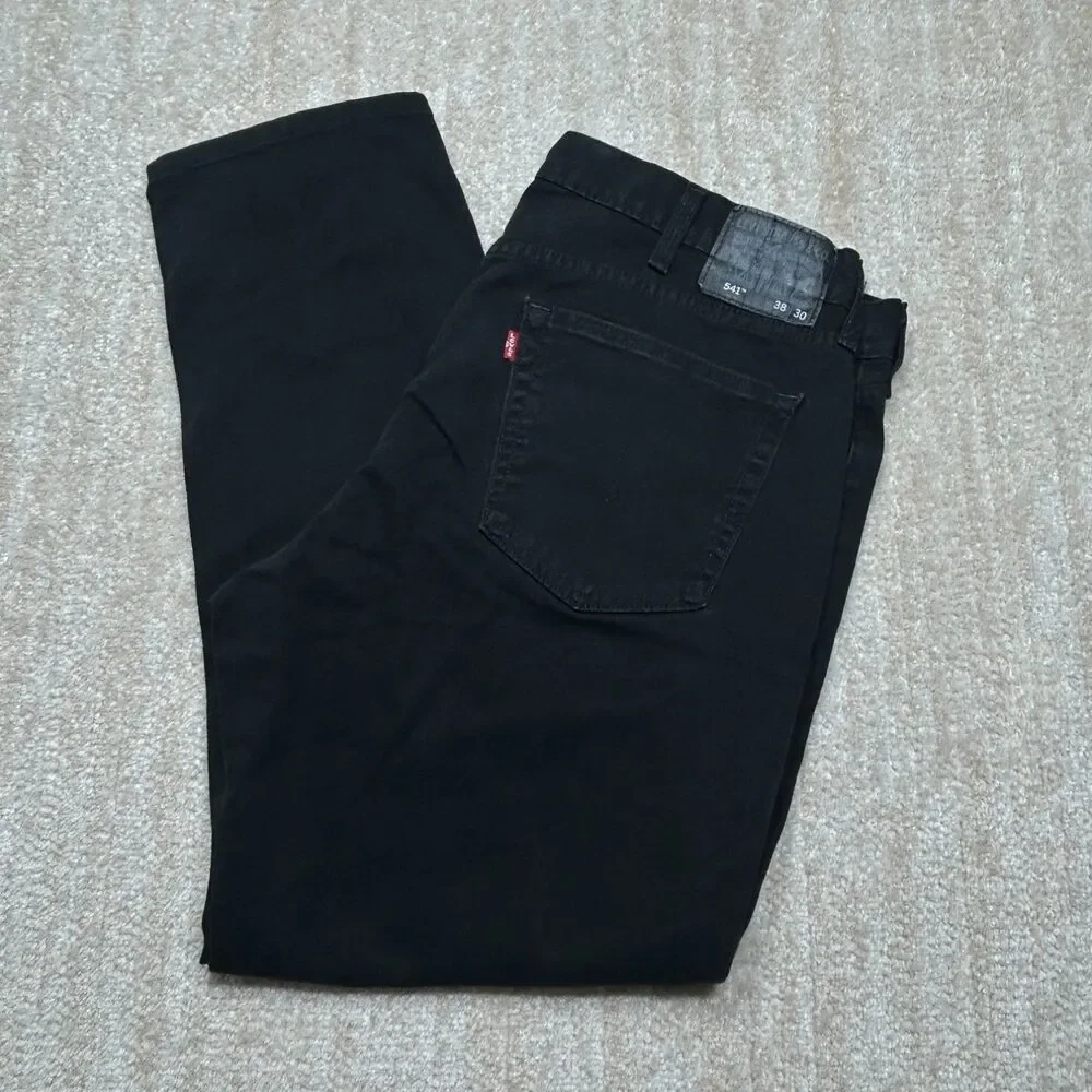 Levi's 541 Athletic Taper Jeans Mens 38x30 Black Stretch Denim Red Levi's tab